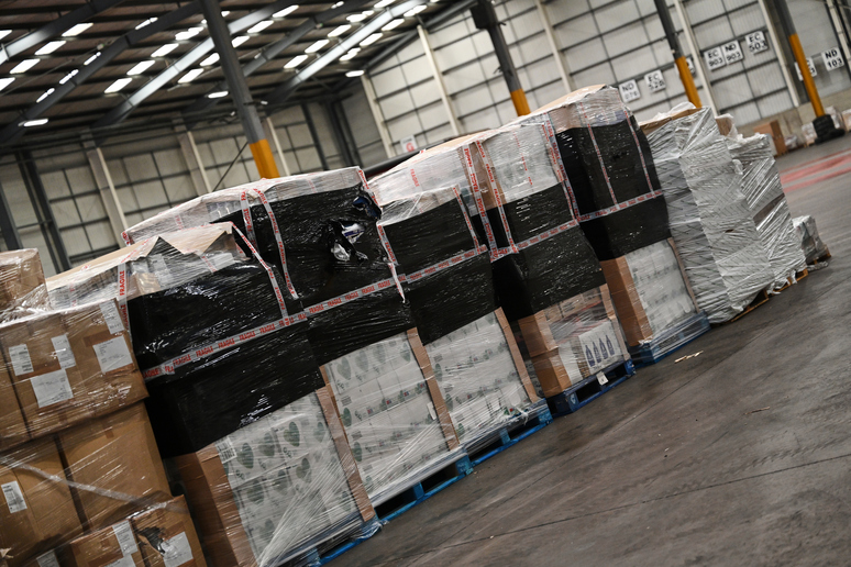 Wrapped pallets pictured in the Pallet-Track hub